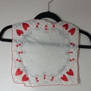 Vintage Heart Patterned Handkerchief 12" Valentine's Day Sweetheart